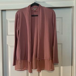 Rose cardigan with sheer ruffle